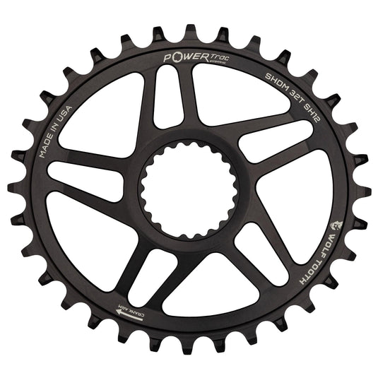 Wolf Tooth Elliptical Direct Mount Chainring - 32t, Shimano Direct Mount, Drop Stop B, Boost, 3mm Offset, Black