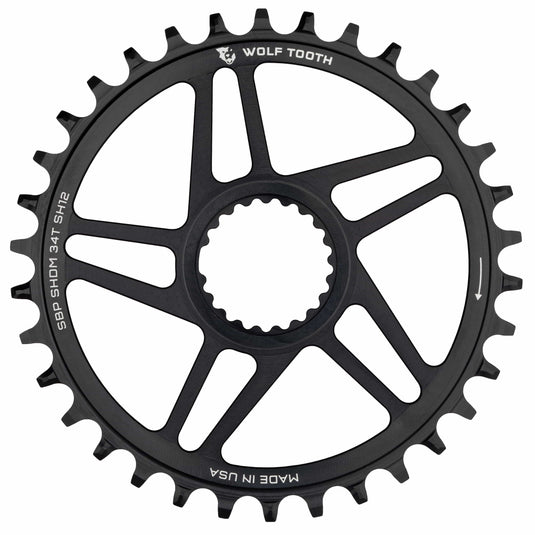 Wolf Tooth Direct Mount Chainring - 38t, Shimano DM, For Boost Cranks, 3mm Offset, Drop-Stop ST, Requires 12-Speed HG+