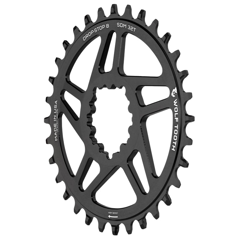 Load image into Gallery viewer, Wolf Tooth Direct Mount Chainring - 34t, SRAM Direct Mount, Drop-Stop B, For SRAM 3-Bolt Boost Cranks, 3mm Offset, Black
