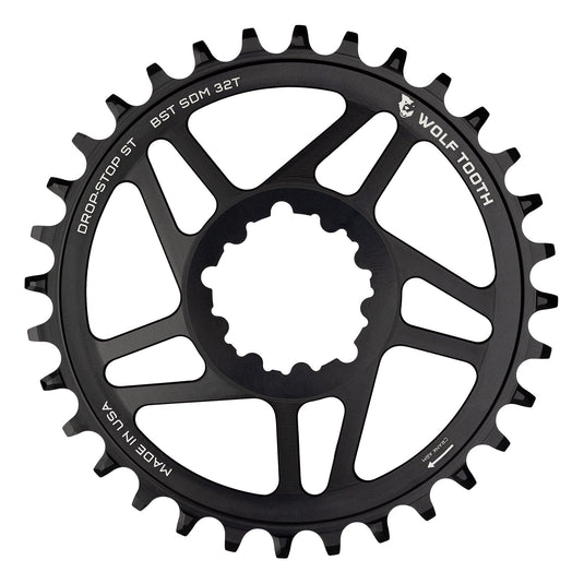 Wolf Tooth Direct Mount Chainring - 28t, SRAM Direct Mount, Drop-Stop B, For SRAM 3-Bolt Boost Cranks, 3mm Offset, Black