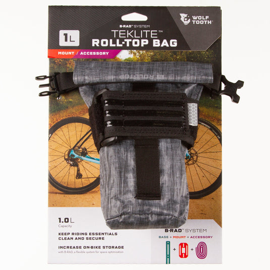Wolf Tooth B-RAD TekLite Roll-Top Bag and Mounting Plate - 1L, Black
