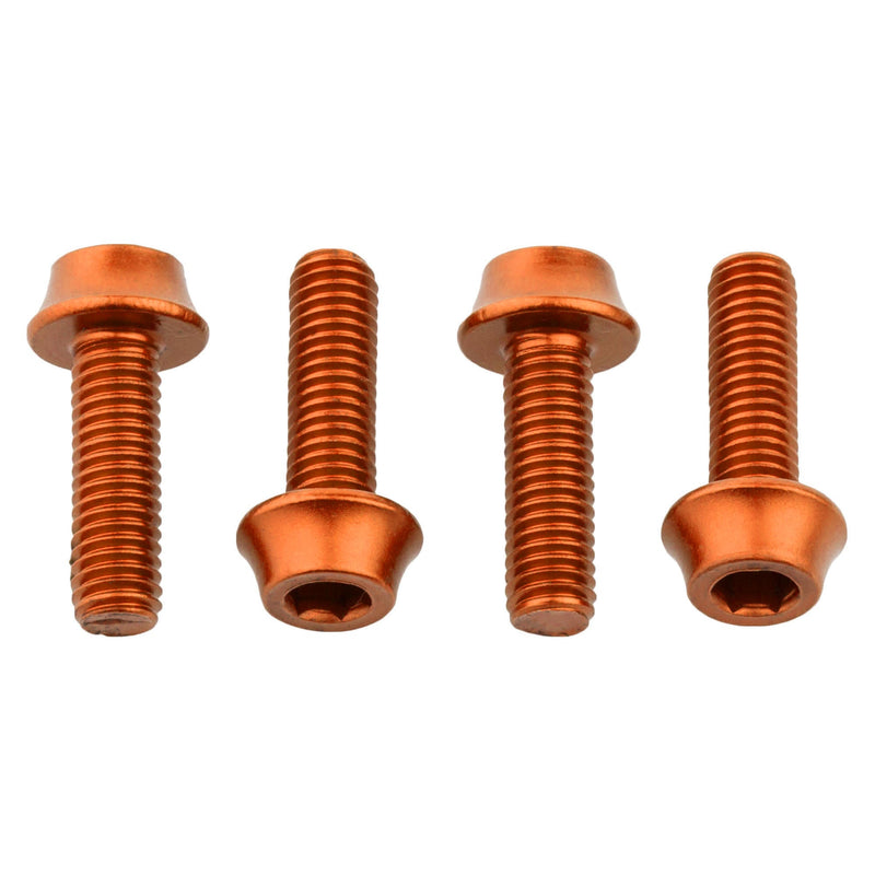 Load image into Gallery viewer, Wolf Tooth Water Bottle Cage Bolts, M5x15mm, 4 Piece, Aluminum, Orange
