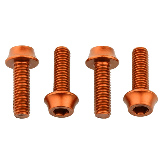 Wolf Tooth Water Bottle Cage Bolts, M5x15mm, 4 Piece, Aluminum, Orange