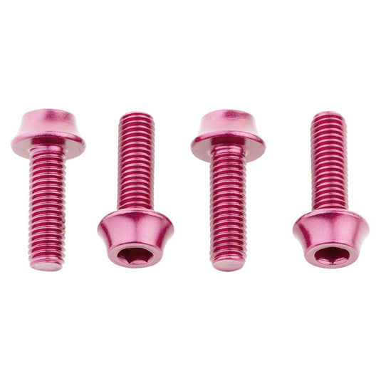 Wolf Tooth Water Bottle Cage Bolts, M5x15mm, 4 Piece, Aluminum, Red
