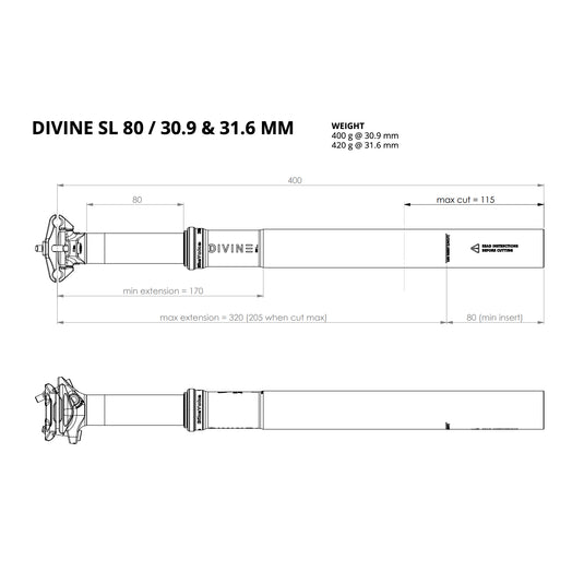 Bike Yoke Divine SL Seatpost Without Remote (80)30.9x400mm