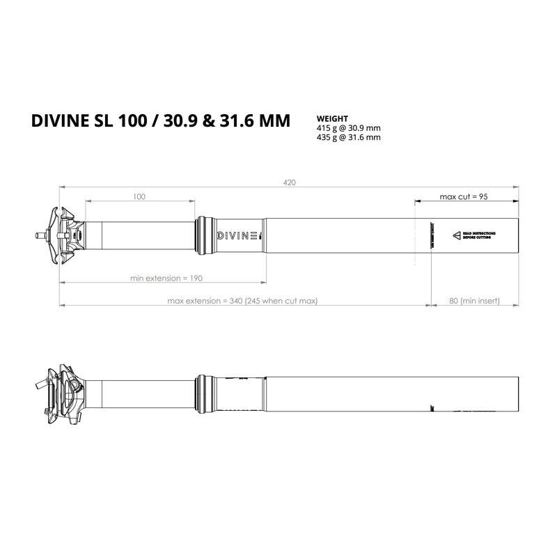 Load image into Gallery viewer, Bike Yoke Divine SL Seatpost Without Remote (100)30.9x420mm
