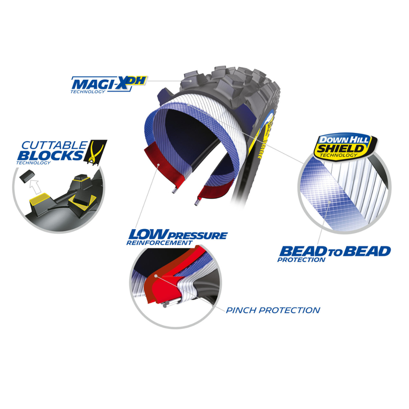 Load image into Gallery viewer, Michelin DH Mud Mountain &amp; Tire Series – Tubeless Ready, MAGI-X Rubber, Downhill &amp; Mud Performance for 27.5” &amp; 29” E-MTBs
