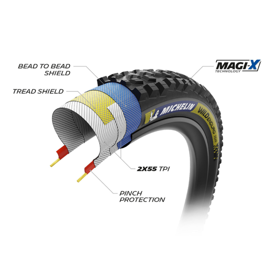 Michelin WILD ENDURO REAR RACING LINE, Mountain Tire, 29''x2.40, Folding, Tubeless Ready, MAGI-X, Black
