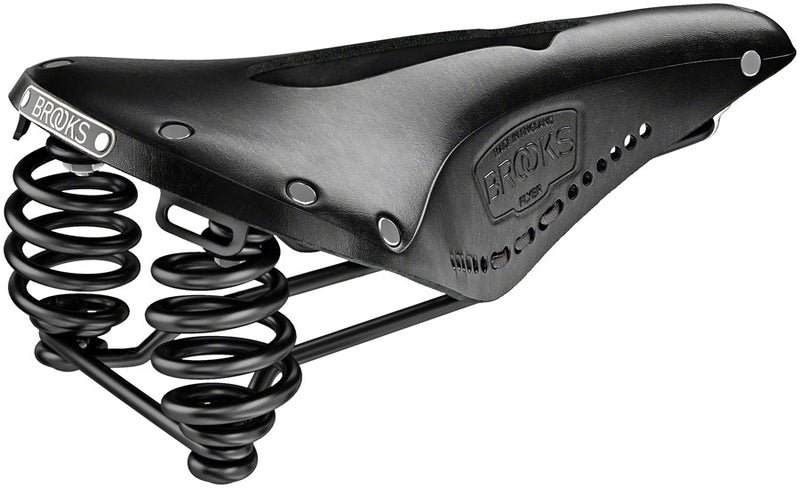 Load image into Gallery viewer, Brooks Flyer Saddle - Black 166mm Width Leather Steel Rails Unisex
