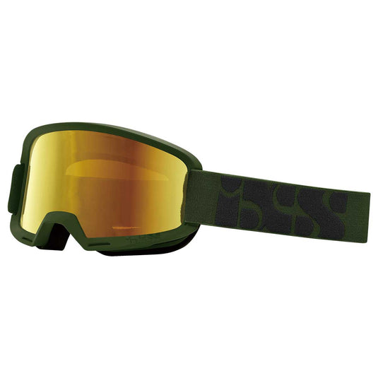 iXS Hack Goggles with Gold Mirror and Clear lens, Standard Size, Olive Green