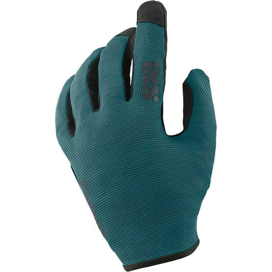 iXS Carve Mens Mountain Bike Full Finger Gloves, Everglade, Slip On, Small