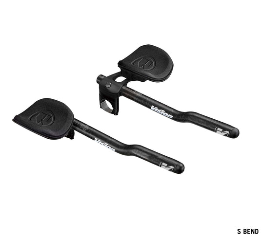 Vision TriMax Carbon Clip-ons, 210–360mm Extension Range, JS-Bend Shape, Aero Bar Add-on – Carbon