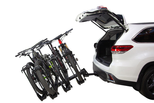 Saris MHS 4-Bike Modular Car Rack Bundle with 2’ Hitch Tilting Base, Black