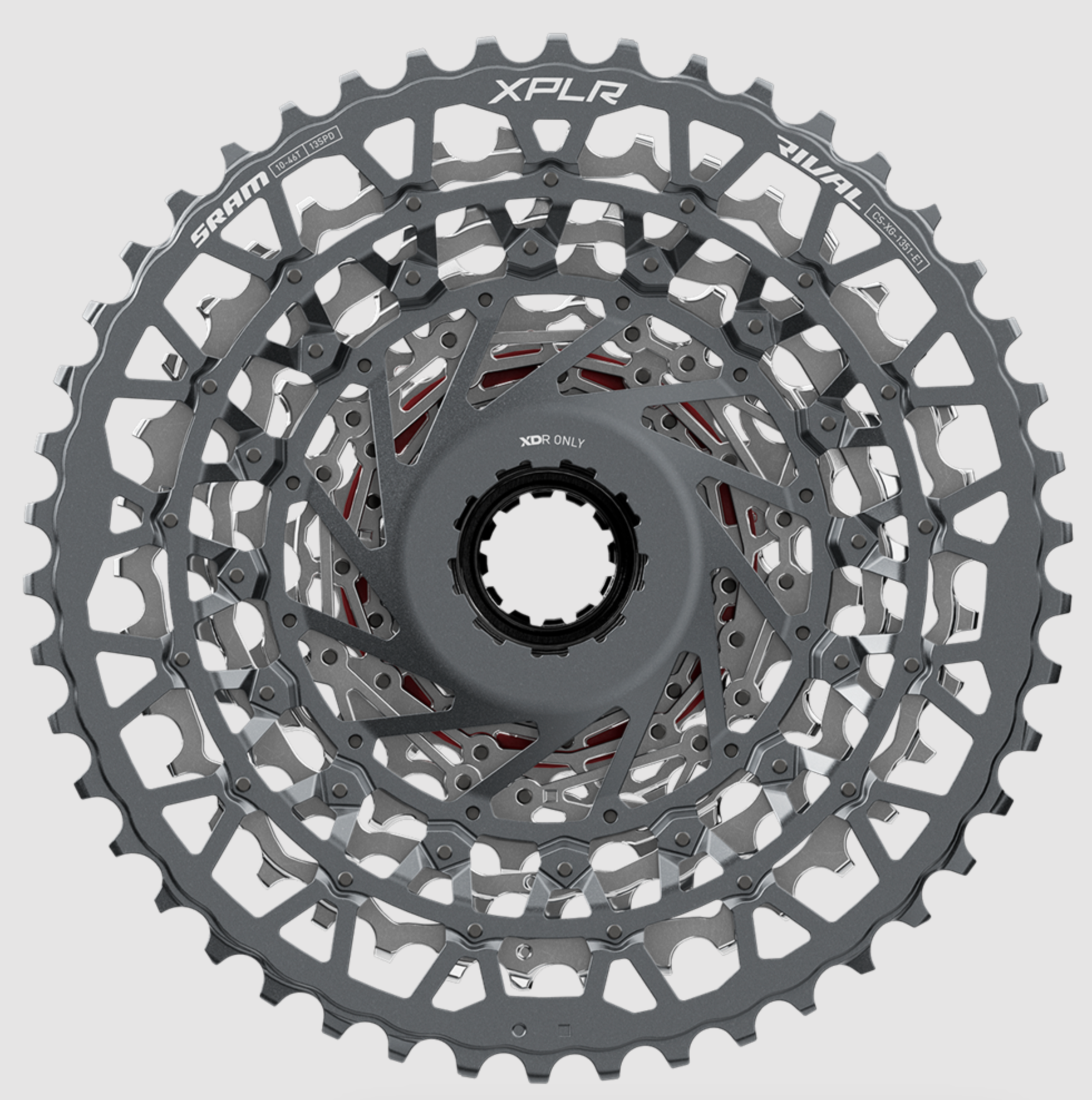 SRAM Rival XPLR 13-Speed Cassette 10-46t, XDR Silver Gravel – 365