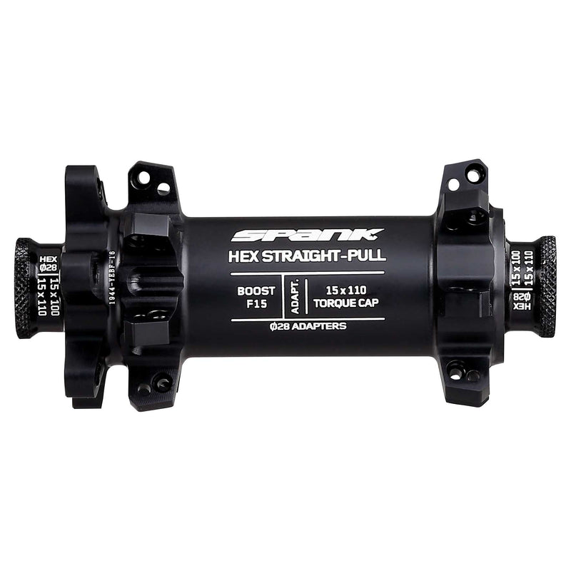 Load image into Gallery viewer, Spank HEX STRAIGHTPULL Boost F15 Front Hub Black 28H
