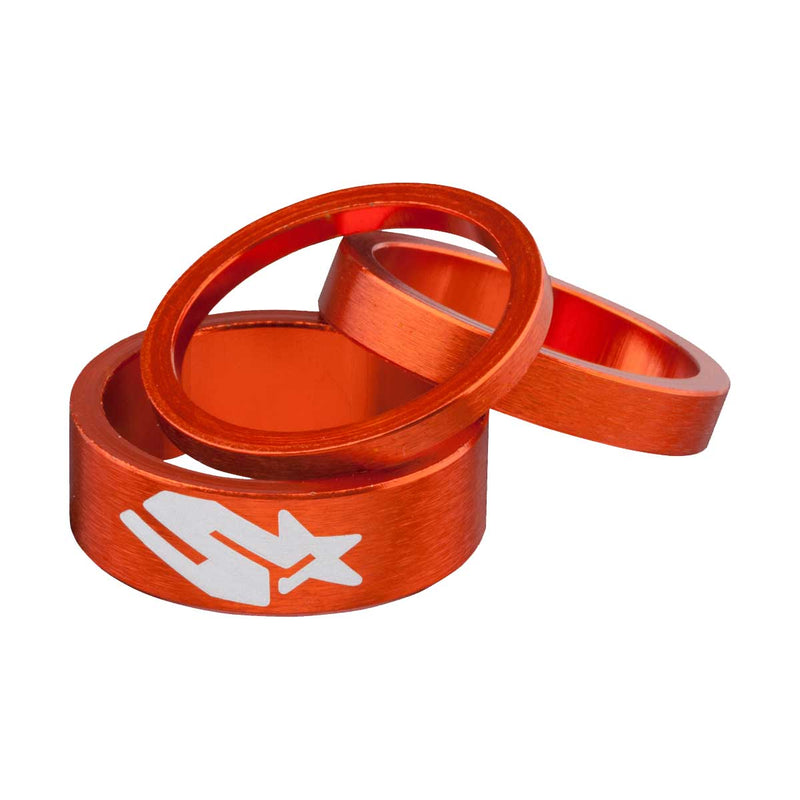 Load image into Gallery viewer, SPANK Spacer Kit 3/6/12mm Orange | Brushed Anodized With Laser Logo
