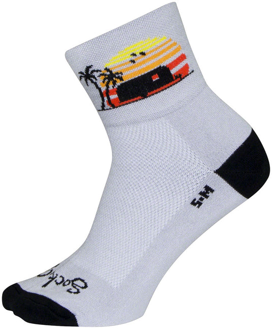 SockGuy Classic Happy Camper Socks - 3 inch, Gray/Black/Orange, Small/Medium