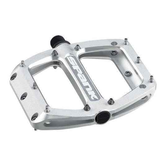 Spank Spoon 90 Platform Pedals 9/16" Concave Alloy Replaceable Pins Raw Silver