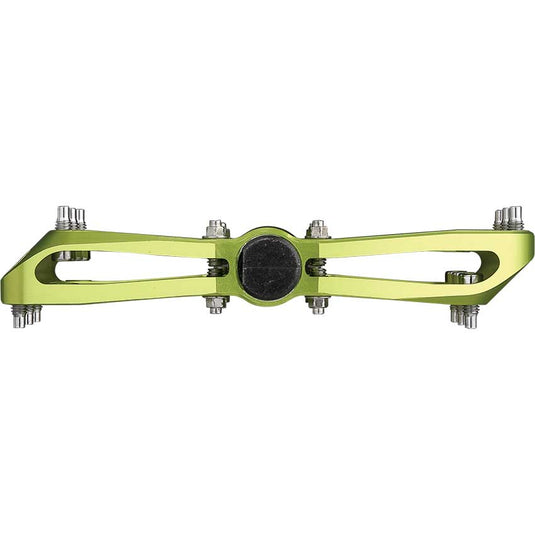 Spank Spoon 90 Platform Pedals 9/16" Concave Alloy Body Replaceable Pins Green