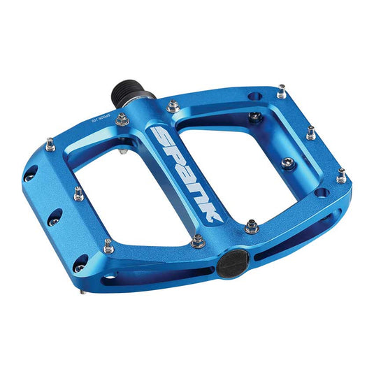 Spank Spoon 90 Platform Pedals 9/16" Concave Aluminum Body Replaceable Pins Blue