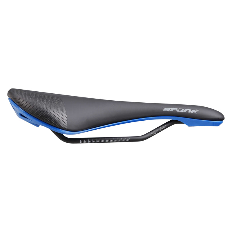 Load image into Gallery viewer, Spank OOZY 280 Saddle - Black Blue | 265mm Width | Chromoly Rails | Synthetic
