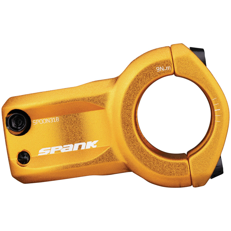 Load image into Gallery viewer, Spank SPOON 318 43mm Aluminum Bicycle Stem - Modern Geometry, Lightweight 6-Series Alloy, CNC Forged Construction, 31.8mm Clamp, Zero-Rise, Micro-Adjust Fit, Versatile for Mountain and Cyclocross, Durable and Performance-Optimized
