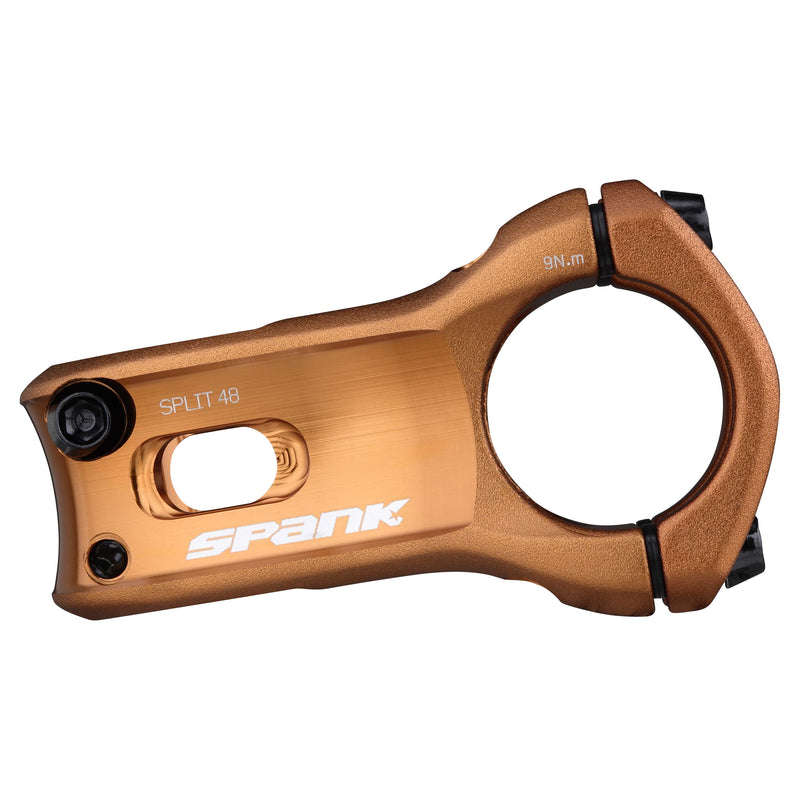 Load image into Gallery viewer, SPANK SPLIT 48mm Bronze Aluminum Bike Stem - Ultra-Short Zero-Rise, CNC 3D Forged Alloy, Micro-Adjust Fit, ASTM Enduro &amp; Trail Compatibility, Lightweight &amp; Stress-Relieved Design for Mountain, Enduro, E-Bike, All-Mountain Riding
