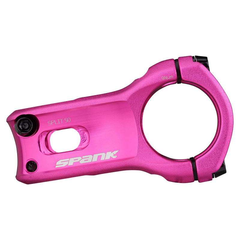Load image into Gallery viewer, SPANK SPLIT 35 Stem 50mm Pink Aluminum Ultra-Short Stack Height, Zero-Degree Rise, CNC Machined 3D Forged Alloy for Enduro, Trail &amp; All-Mountain Bikes, Micro-Adjust Fit, Chamfered Clamp, Lightweight, Durable Bike Stem

