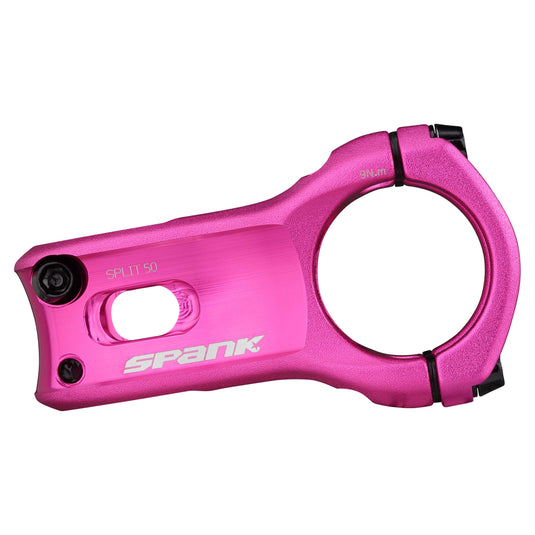 SPANK SPLIT 35 Stem 50mm Pink Aluminum Ultra-Short Stack Height, Zero-Degree Rise, CNC Machined 3D Forged Alloy for Enduro, Trail & All-Mountain Bikes, Micro-Adjust Fit, Chamfered Clamp, Lightweight, Durable Bike Stem