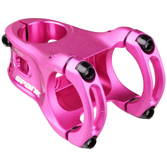 SPANK SPLIT 35 Stem 50mm Pink Aluminum Ultra-Short Stack Height, Zero-Degree Rise, CNC Machined 3D Forged Alloy for Enduro, Trail & All-Mountain Bikes, Micro-Adjust Fit, Chamfered Clamp, Lightweight, Durable Bike Stem