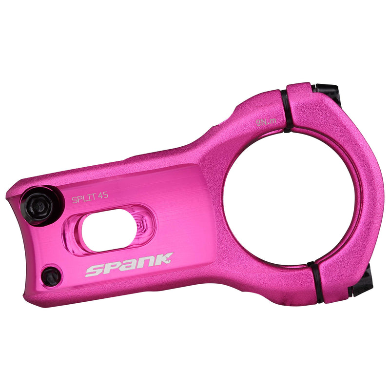 Load image into Gallery viewer, SPANK SPLIT 35mm Pink Aluminum MTB Stem - Ultra-Short Stack Height, Zero Degree Rise, Micro-Adjustable Fit, CNC 3D-Forged MGR Alloy, Trail and Enduro Compatibility, Lightweight &amp; Durable, Chamfered Bar Clamp for Increased Fatigue Resistance
