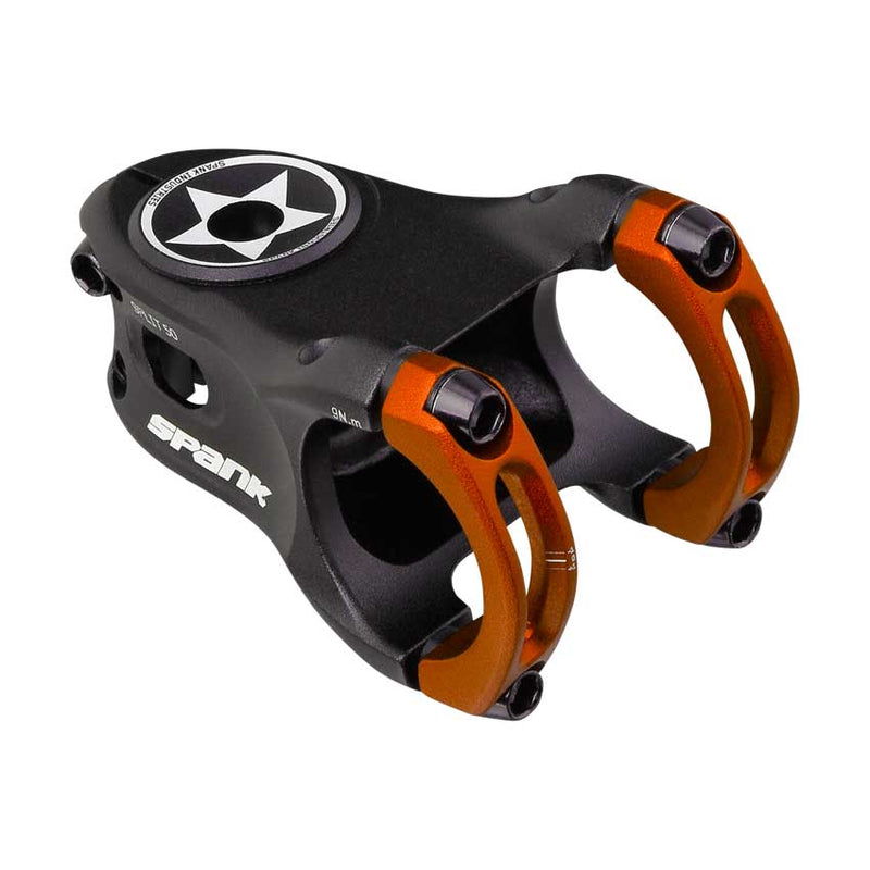 Load image into Gallery viewer, SPANK SPLIT 35 Stem - 45mm Length, Lightweight 6-Series Aluminum, CNC Forged, Zero-Rise, Micro-Adjust Fit, Trail &amp; Enduro Ride Compatibility, Orange Anodized for Durable Style &amp; Precise Handling
