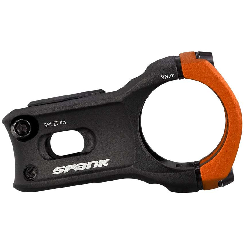 Load image into Gallery viewer, SPANK SPLIT 35 Stem - 45mm Length, Lightweight 6-Series Aluminum, CNC Forged, Zero-Rise, Micro-Adjust Fit, Trail &amp; Enduro Ride Compatibility, Orange Anodized for Durable Style &amp; Precise Handling
