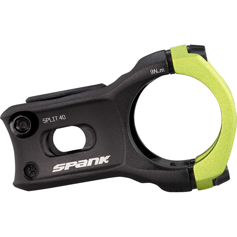 Load image into Gallery viewer, SPANK SPLIT 35 Stem 40mm Green Aluminum Ultra-Short Stack Height Zero-Degree Rise CNC Forged Alloy MTB, Enduro, Trail, E-Bike Ready
