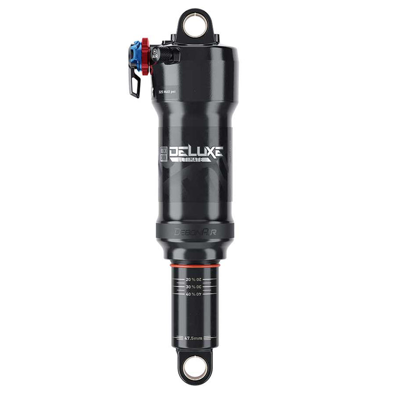 Load image into Gallery viewer, RockShox Deluxe Ultimate RCT Rear shock, 185x52.5, Shaft Eyelet: Trunnion, Body Eyelet: Standard, 2 Tokens, MReb/MComp,
