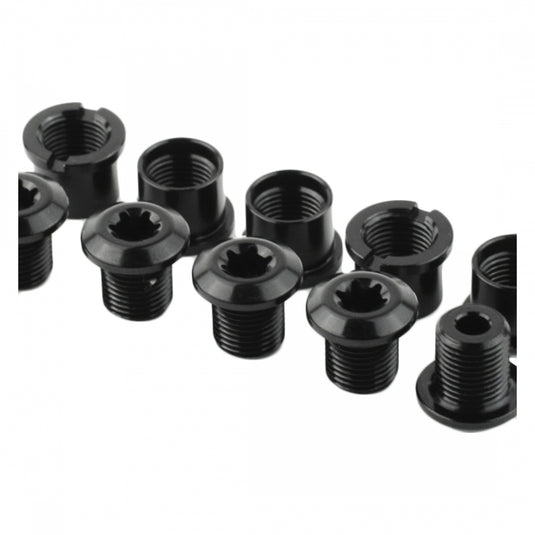 absoluteBLACK Chainring Bolt Set - Long Bolts and Nuts, Set of 4, Black