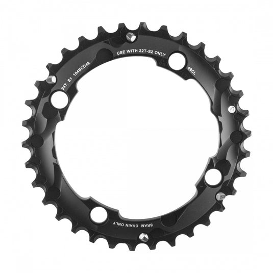 SRAM Outer Chainring 34t 104 BCD Aluminum W/ Medium Overshift Pin Use w/ 22T