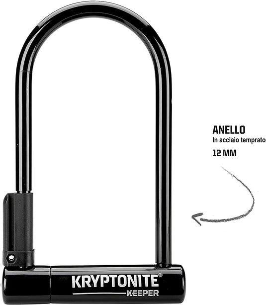 Kryptonite Keeper U-Lock 4 x 8" Keyed Black Includes Bracket Vinyl Cover