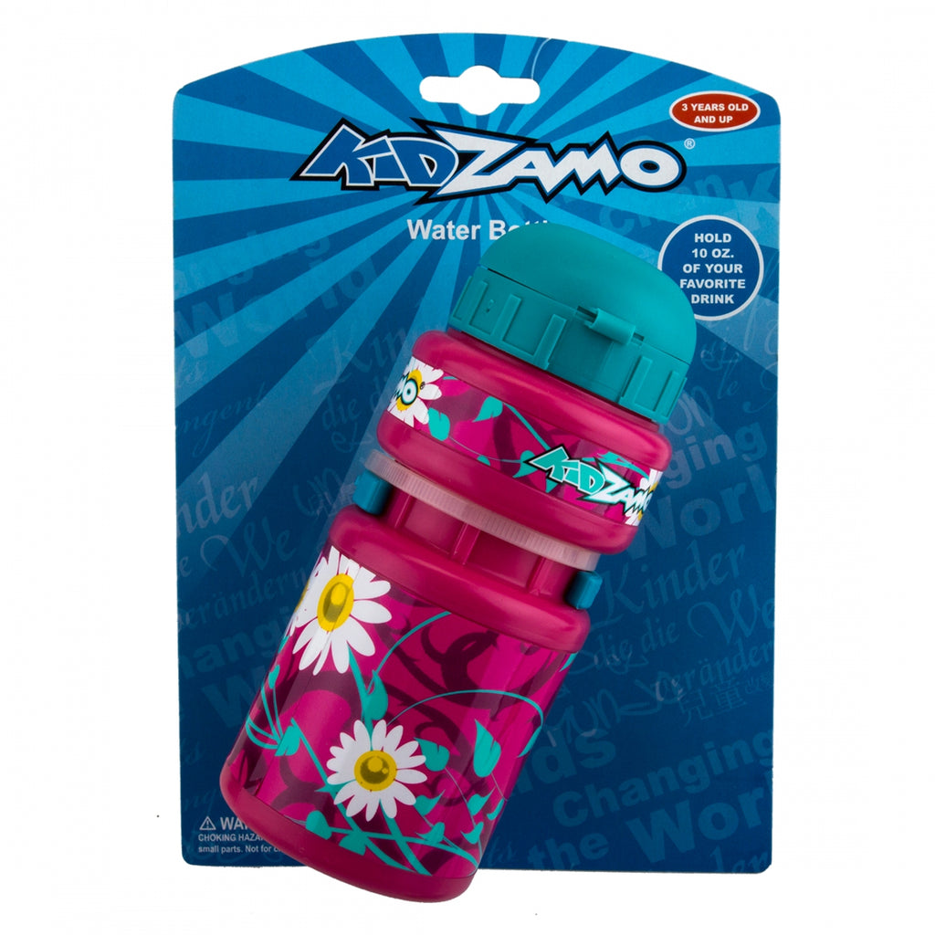Pack of 2 Kidzamo Water Bottle Cage w/ bottle 10oz Pink/Daisy