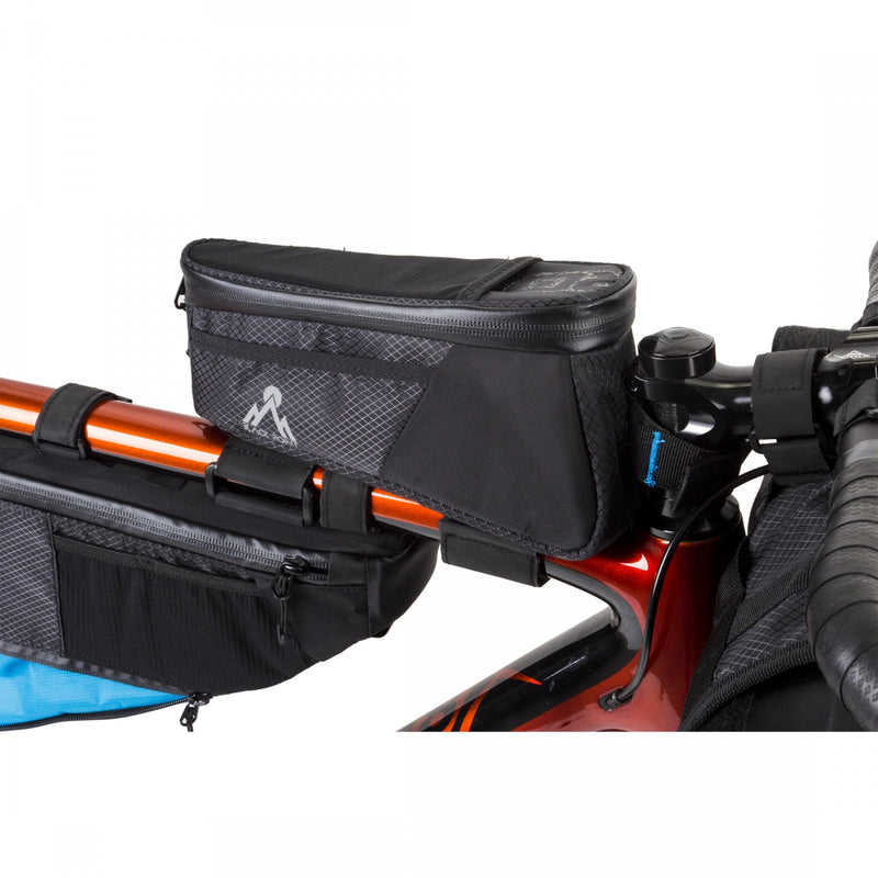 Load image into Gallery viewer, Black Point Macropod Top Tube Frame Bag Black 9.5x2.5x3.5in Velcro Straps

