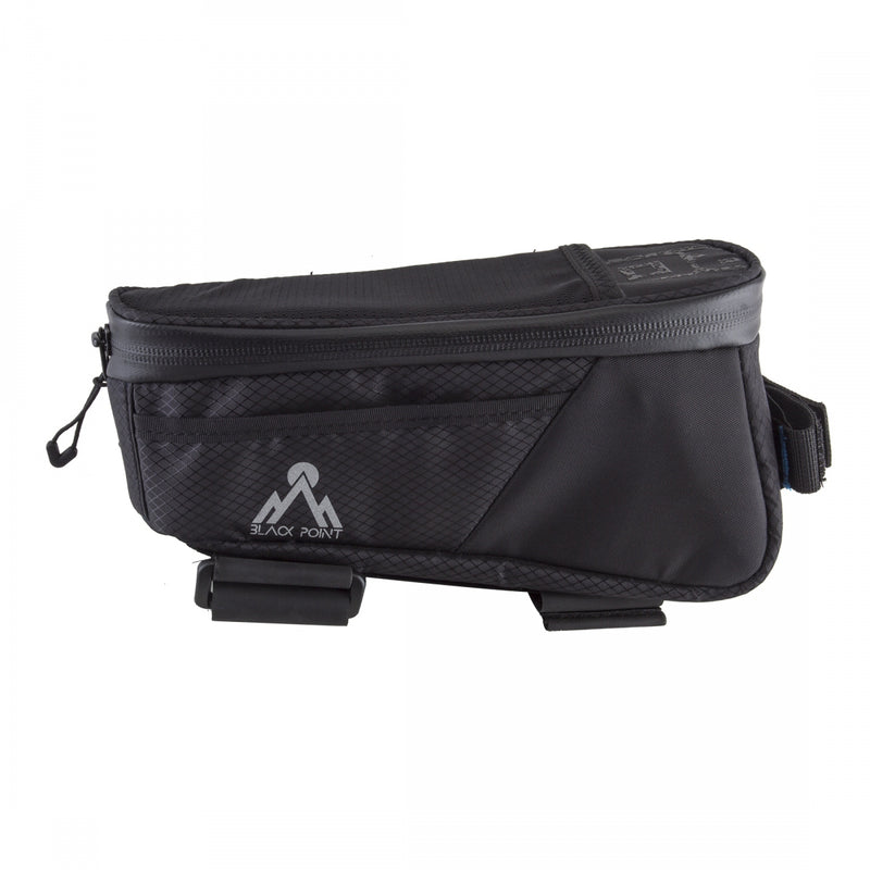 Load image into Gallery viewer, Black Point Macropod Top Tube Frame Bag Black 9.5x2.5x3.5in Velcro Straps
