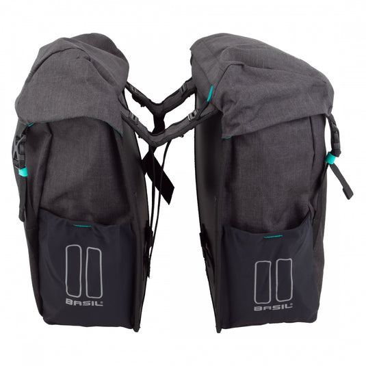 2 Pack Basil Discovery 365D Double Pannier Bag Black 11.8x5.9x12.2` UBS / Straps