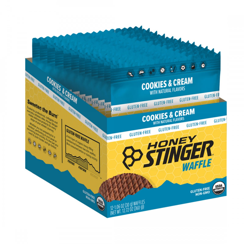 Load image into Gallery viewer, Honey Stinger Gluten-Free Organic Stinger Waffle Energy Cookies&amp;Cream Box of 12
