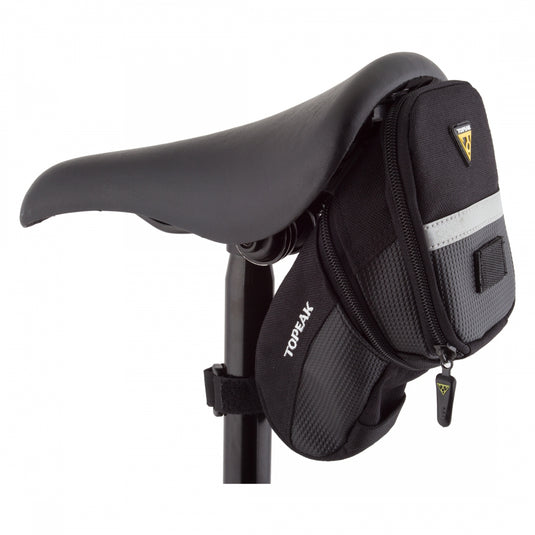 Topeak Aero Wedge Seat Bag: Medium, Black Bike Zippered Saddle Pouch