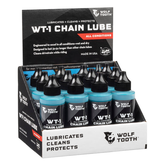 Wolf Tooth WT-1 Chain Lube - 0.5 oz Bottle of Premium Bike Lubricant, Case of 25