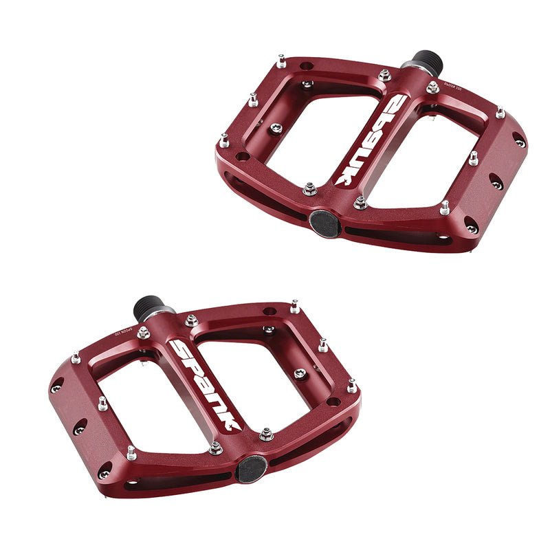 Load image into Gallery viewer, Spank Spoon 110 Platform Pedals 9/16&quot; Concave Alloy Body Replaceable Pins, Red
