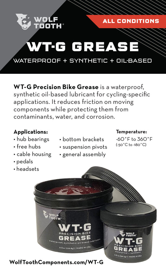 Wolf Tooth WT-G Precision Bike Grease - 2oz | Synthetic Oil-Based, Waterproof