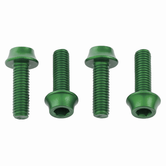 Pack of 2 Wolf Tooth Water Bottle Cage Bolts, M5x15mm, 4 Piece, Aluminum, Green