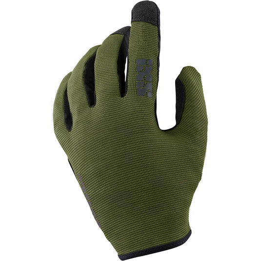 iXS Carve Mens Mountain Bike Full Finger Gloves, Olive Green, Slip On, X-Large