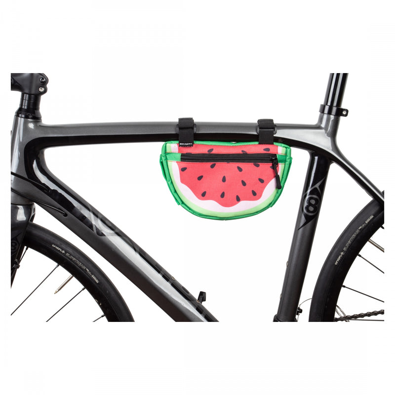 Load image into Gallery viewer, Snack! Watermelon Frame Bag Watermelon 8x5x1.5in Velcro Straps
